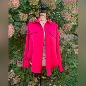 JASON WU ladies 100% polyester, long sleeve collared blouse size small VVGUC++